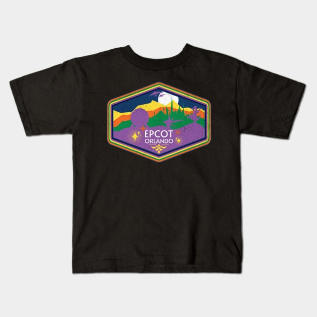 Epcot Orlando Grunge Vintage Retro Theme Park Design Kids T-Shirt by Joaddo